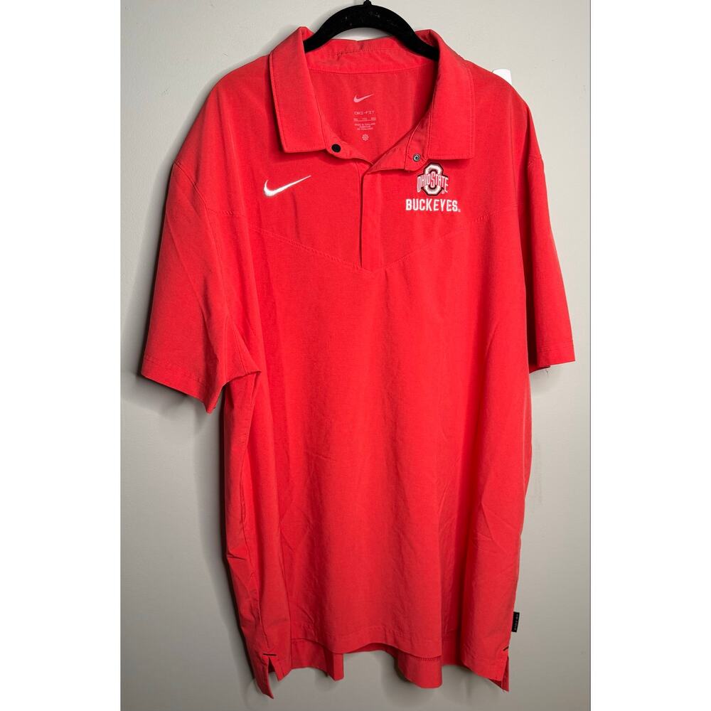 Nike Ohio State OSU Buckeyes Men’s Red Short Sleeve Dri Fit Polo Shirt Size XXL